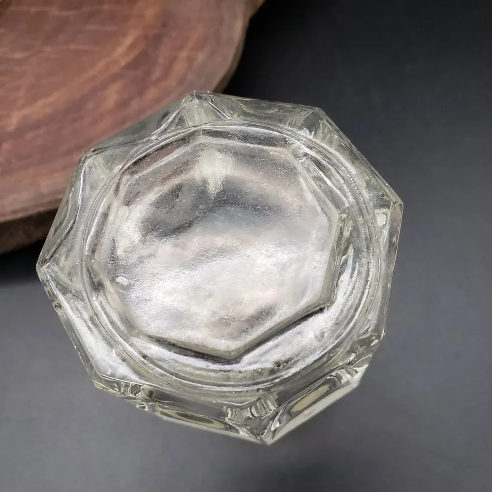Vintage Pressed Glass Liquor Decanter w Stopper Geometric Pattern 11.5